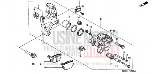 ETRIER DE FREIN ARRIERE VT1100C22 de 2002